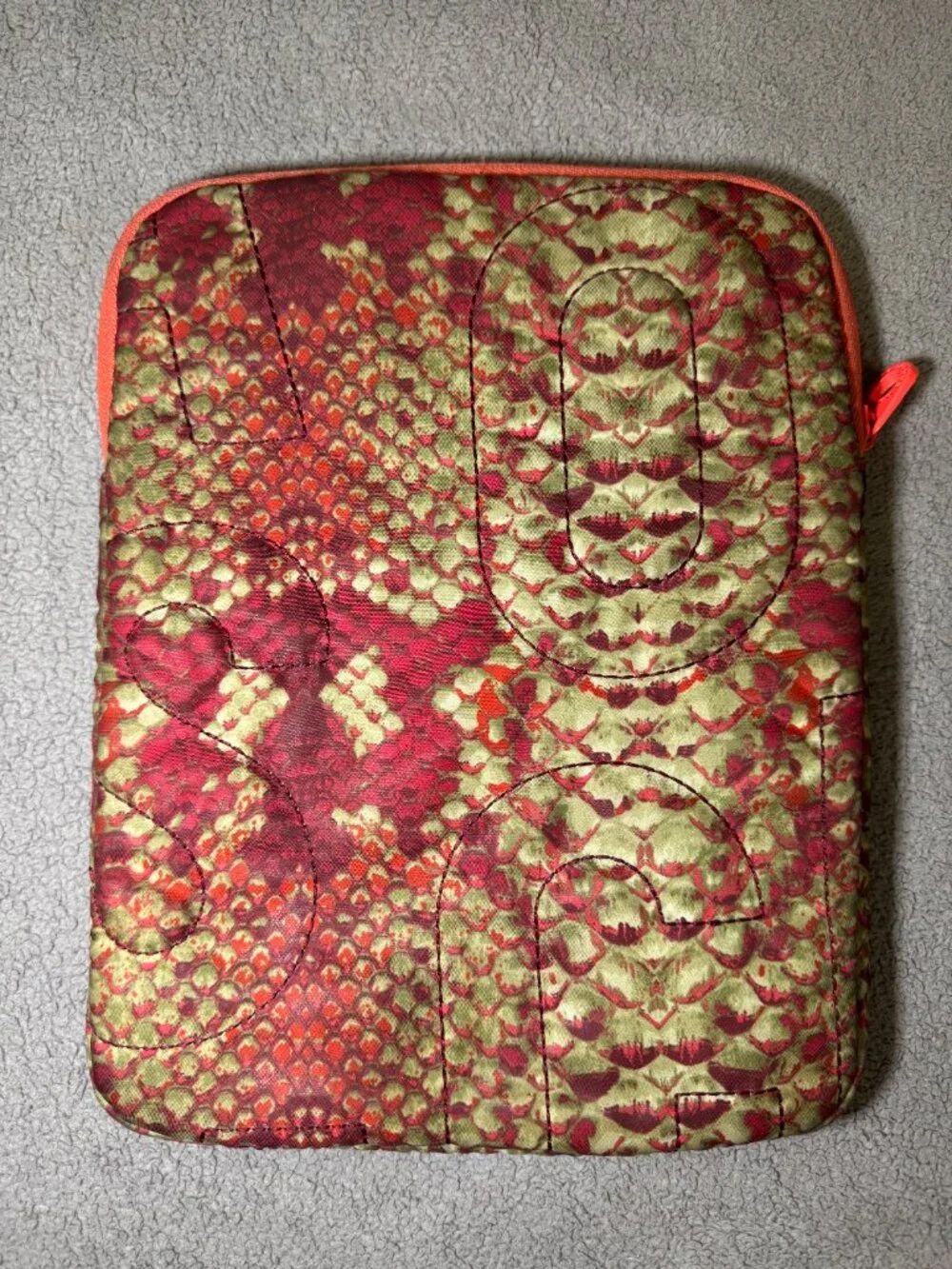 Marc Jacobs coral snakeskin quilted nylon tablet case